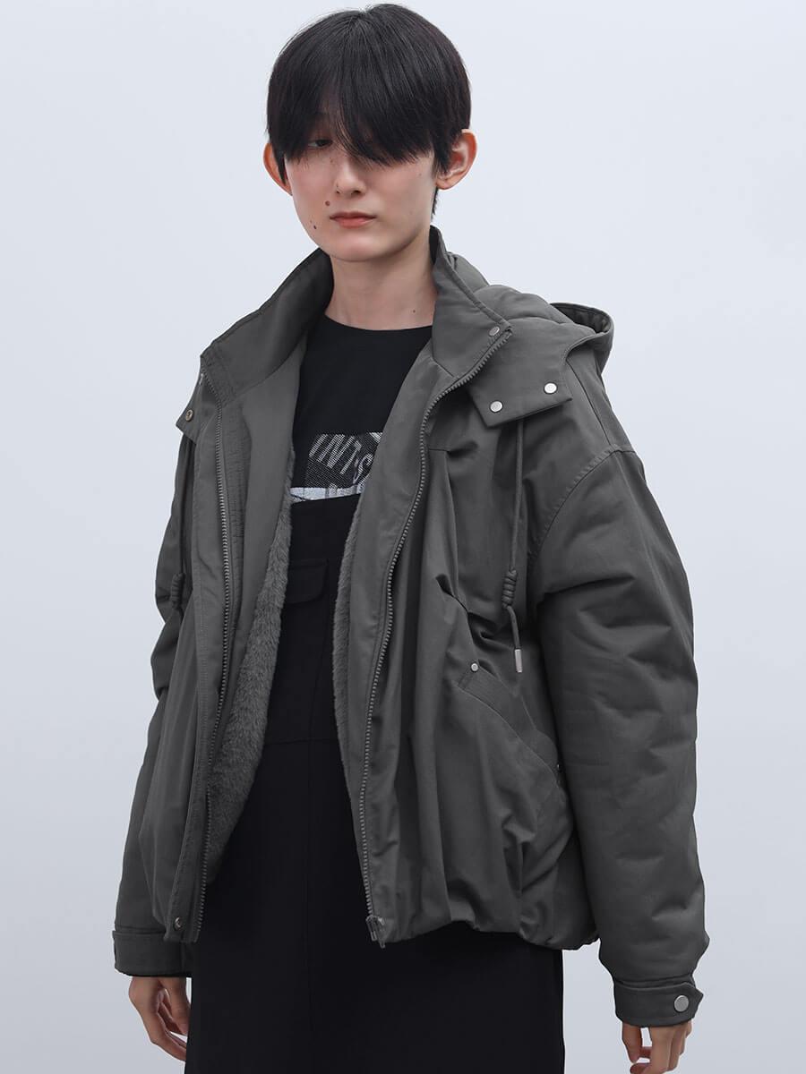 裏ボアフロントタックフーデッドジャケット