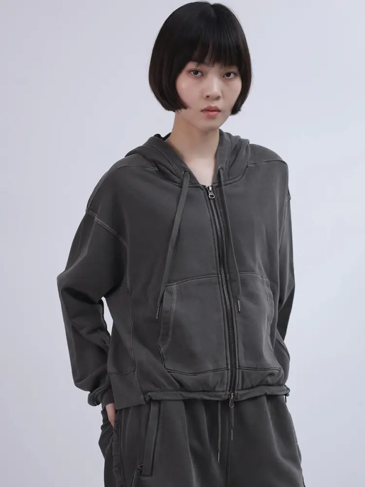 フリルドッキングピグメントスウェットパーカー - LASUD - LASUD