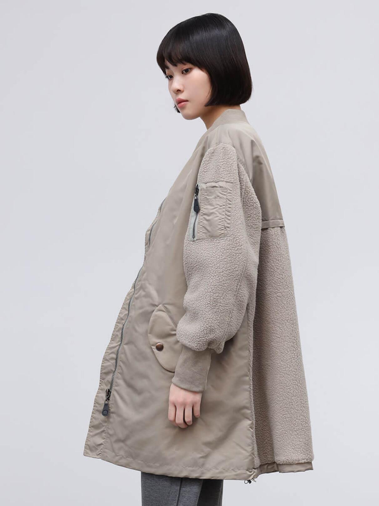 新品タグ付　ヤマダヤ　LASUD（ラシュッド） フリースドッキングロングブルゾン ラシュッド LASUD フリースドッキングロングブルゾン （アイボリー