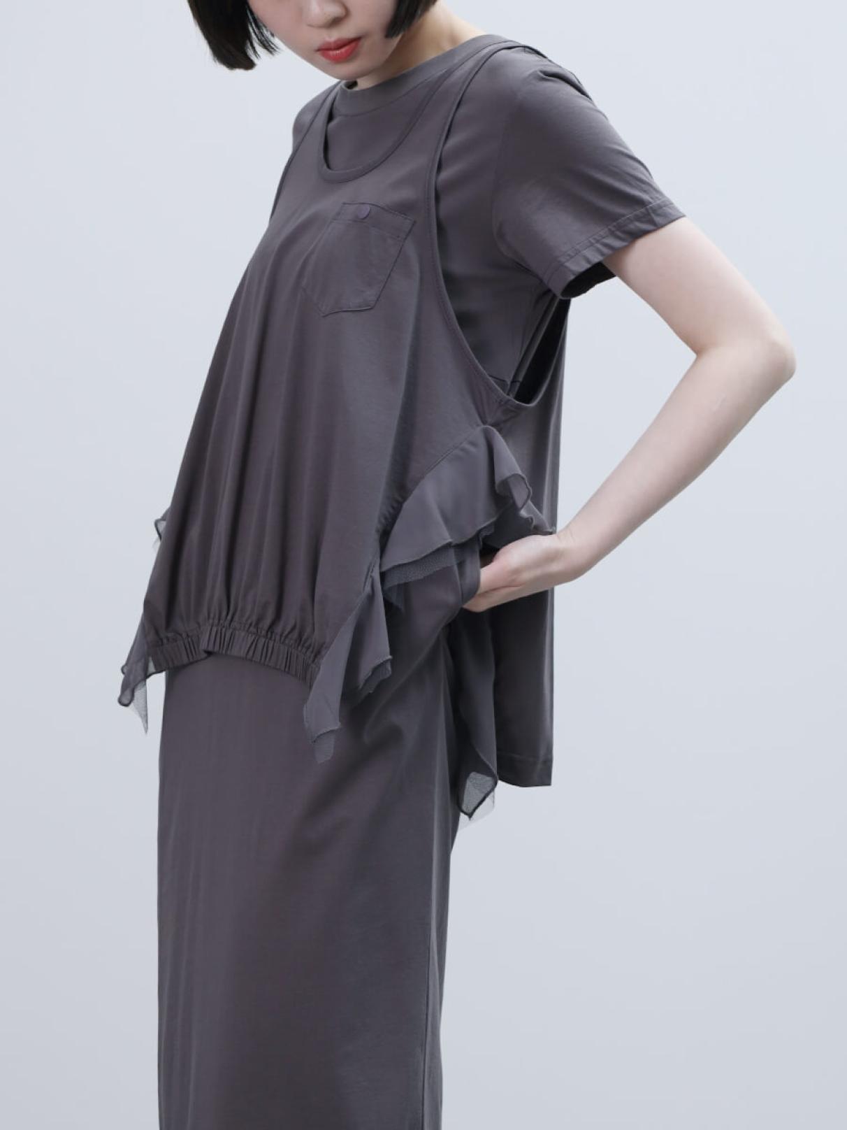 シフォンチュールタンクレイヤードワンピース - LASUD - LASUD