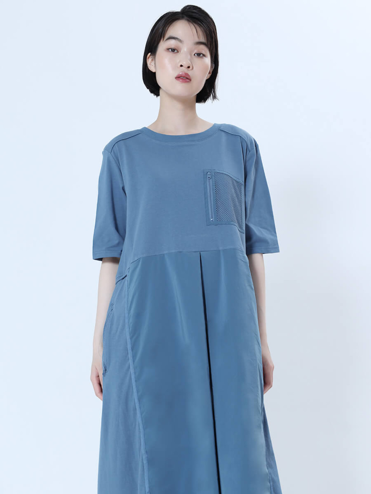 異素材ドッキングメッシュポケットワンピース - LASUD - LASUD