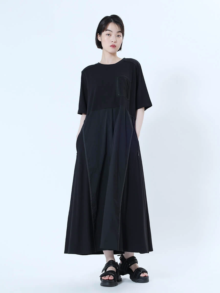 最終価格　新品未使用タグ付き　LASUD　異素材メッシュポケットワンピース 異素材ドッキングメッシュポケットワンピース - LASUD - LASUD