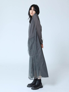 【りな】ヤマダヤ　ワンピース、ストール（黒/灰色）2点セット LASUDのニットワンピースの商品一覧｜ファッション通販の