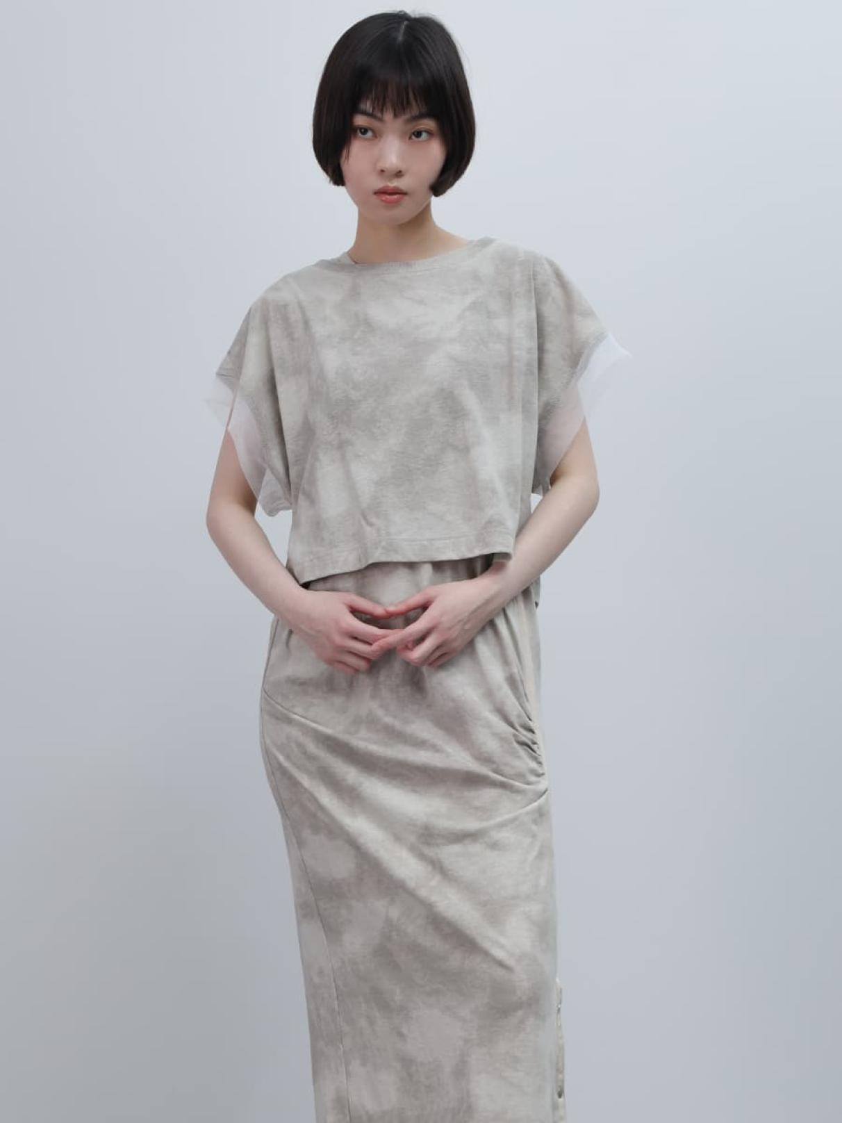 タイダイ柄チュールドッキング2Pワンピース - LASUD - LASUD 
