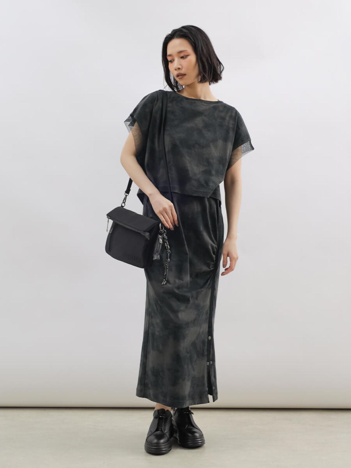 タイダイ柄チュールドッキング2Pワンピース - LASUD - LASUD