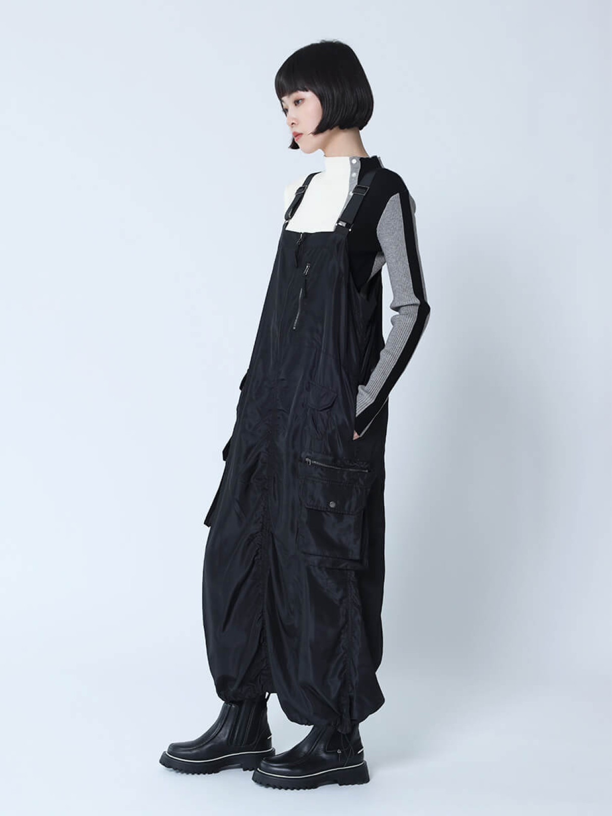 LASUDシャーリングデザインジャンパースカート