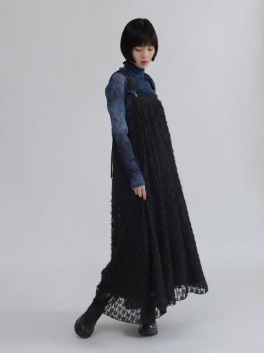 ヤマダヤ　LASUD ラシュッド　ジャンパースカート　シアー　黒　S 柄レイヤードシアージャンパースカート - LASUD - LASUD