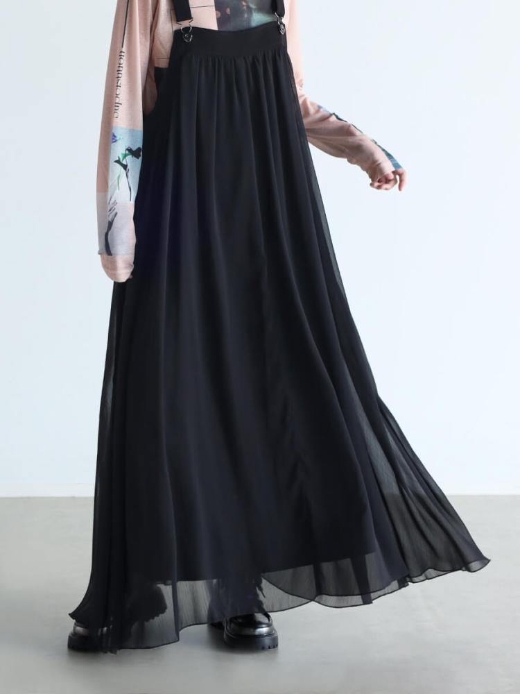 レースアップデザインジャンパースカート（black） - LASUD