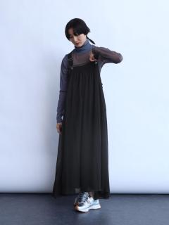 レースアップデザインジャンパースカート（black） - LASUD