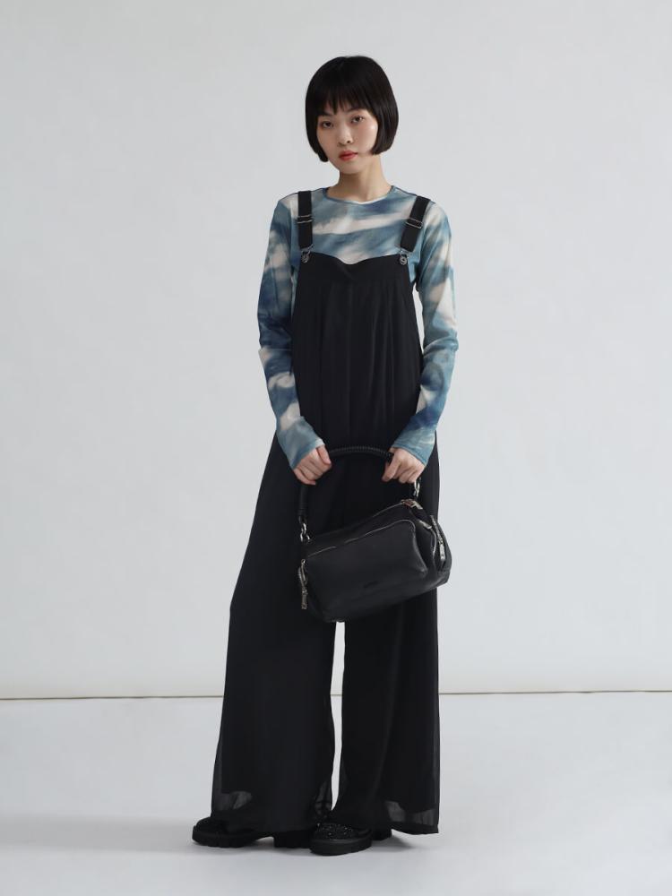 レースアップデザインオールインワン（black） - LASUD - LASUD