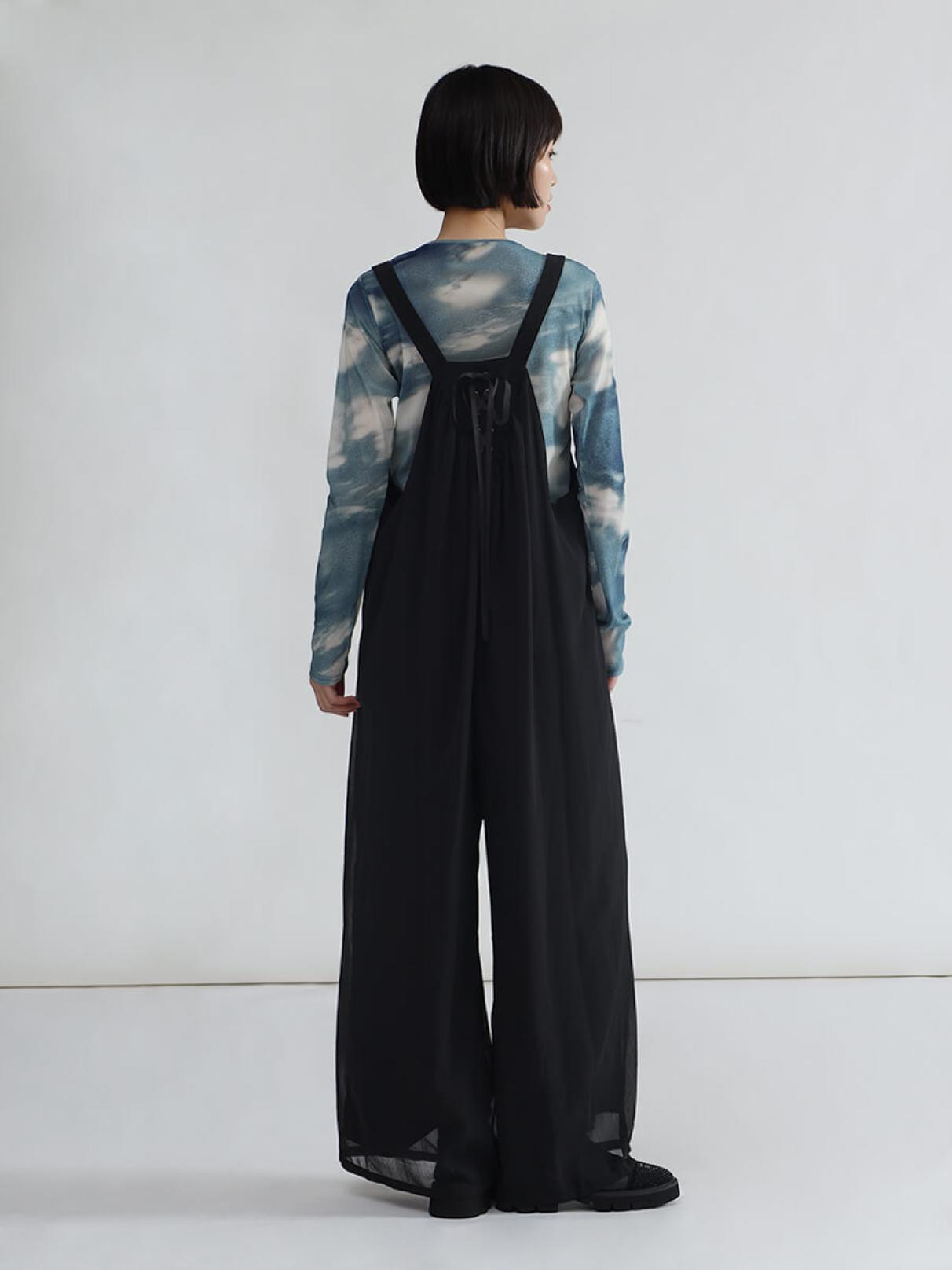 レースアップデザインオールインワン（black） - LASUD - LASUD