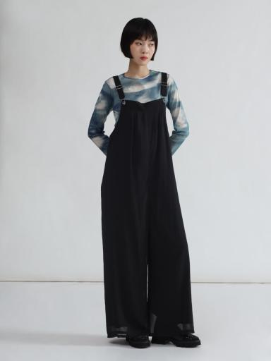 レースアップデザインオールインワン（black） - LASUD - LASUD