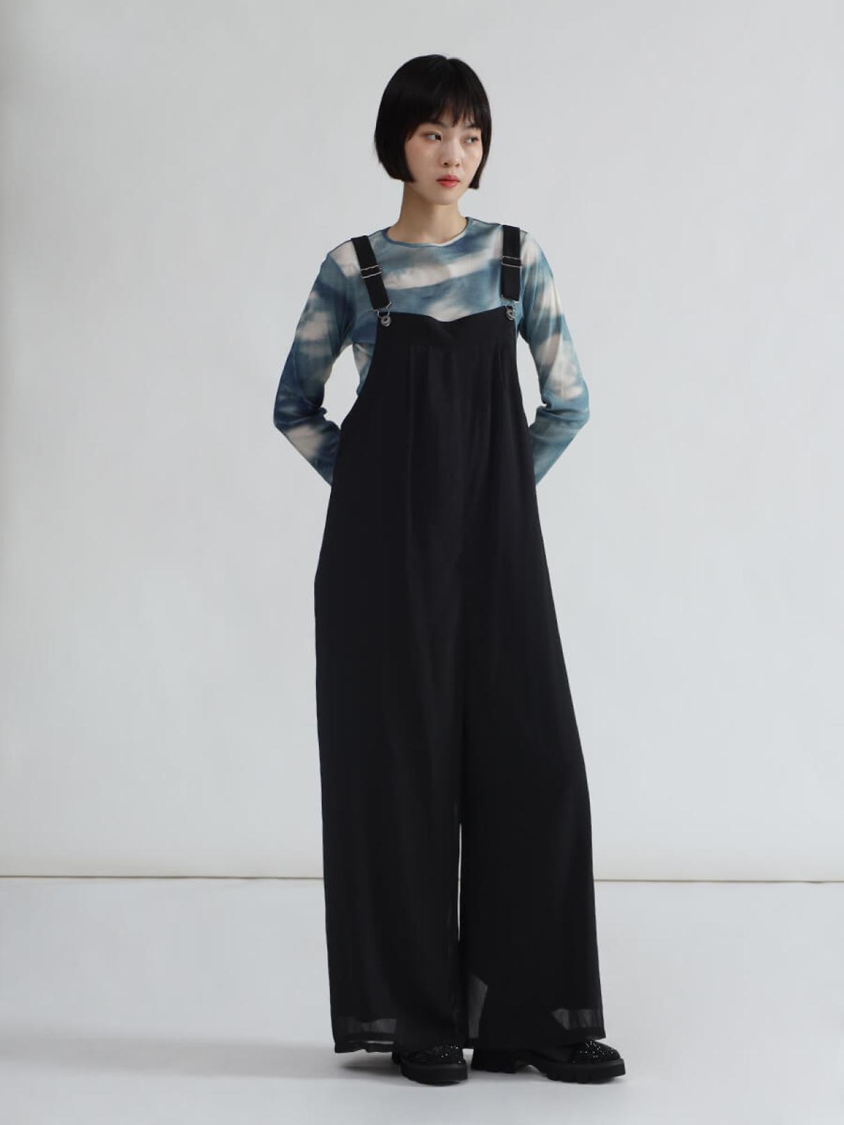 レースアップデザインオールインワン（black） - LASUD - LASUD