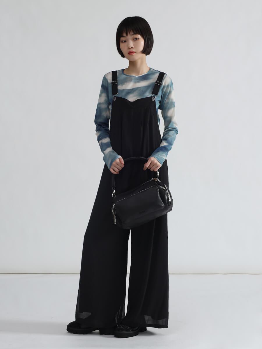 レースアップデザインオールインワン（black） - LASUD - LASUD