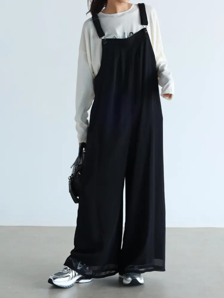 レースアップデザインオールインワン（black） - LASUD - LASUD
