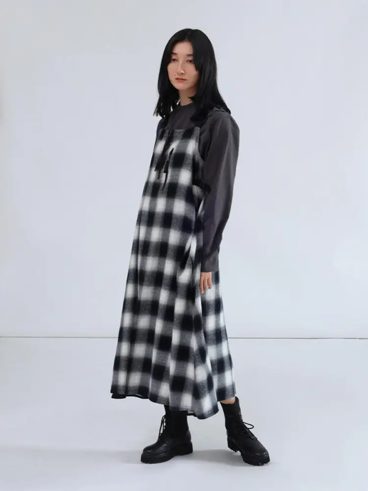 超絶値下げTENDERLOIN チェック柄 ジャンパー L オンブレチェック×シアーレイヤードジャンパースカート - LASUD