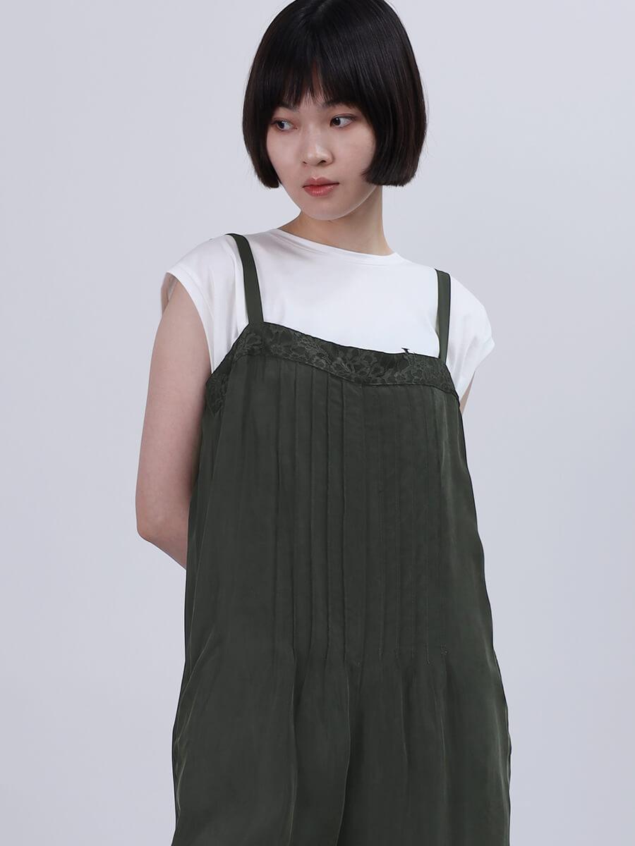 レースドッキングキャミサロペット