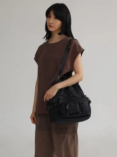 LASUD ラシュッド 【新品タグ付き】 異素材ボンディングPO グレー LASUDのハンドバッグの商品一覧｜ファッション通販のYAMADAYA STORE