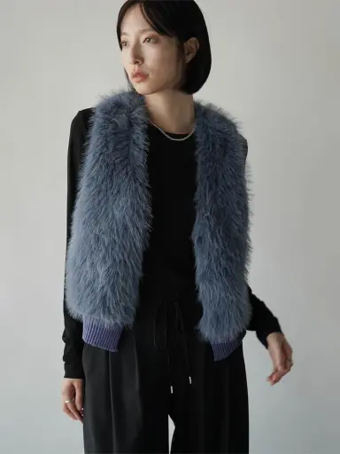 ファードッキングニットベスト(blue,charcoal gray,light gray