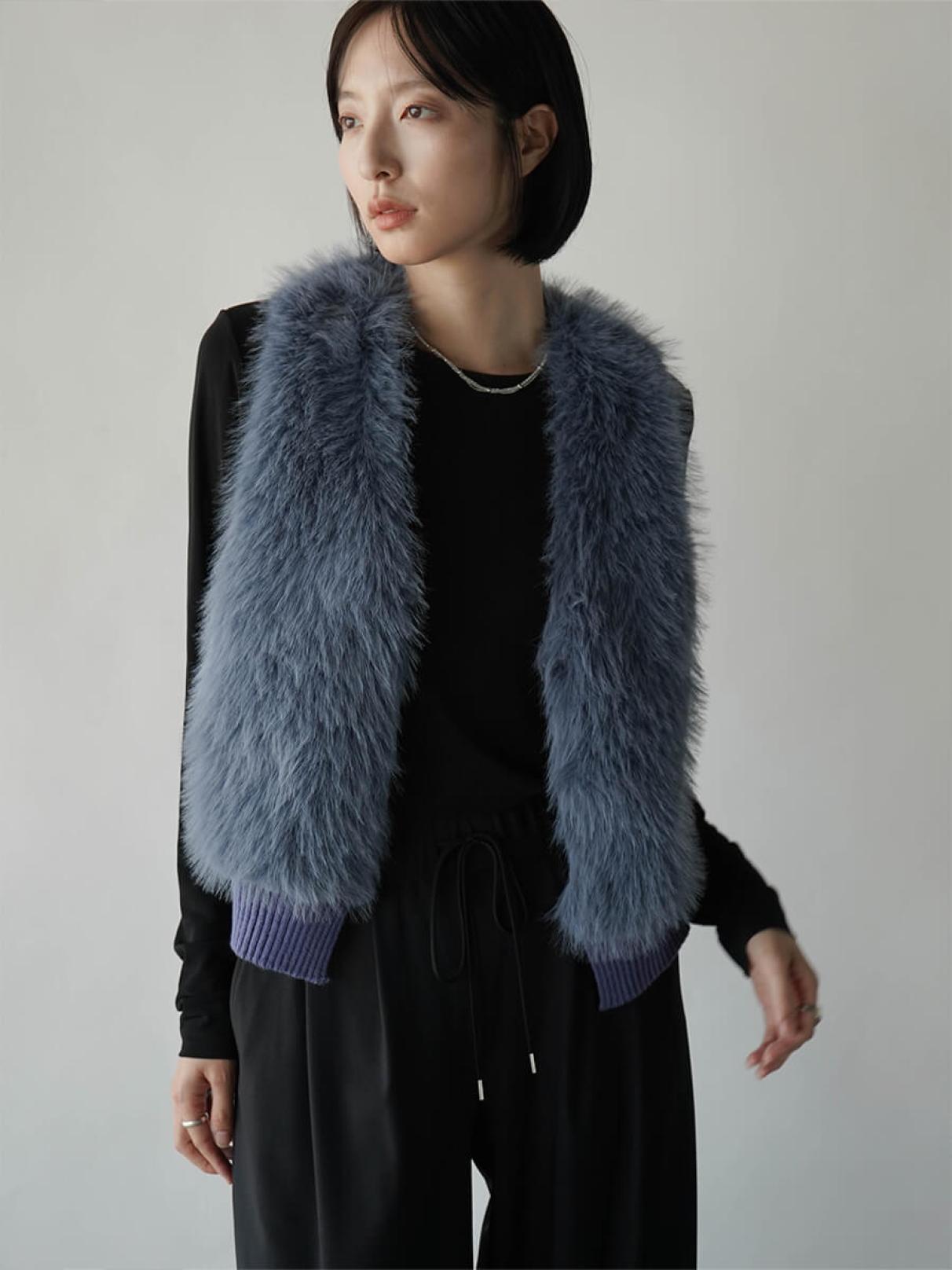 ファードッキングニットベスト(blue,charcoal gray,light gray