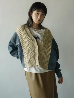 RADIATE デニム ドッキング ケーブルニット カーディガン ジャケット デニムドッキングケーブルニットカーディガン - RADIATE - RADIATE