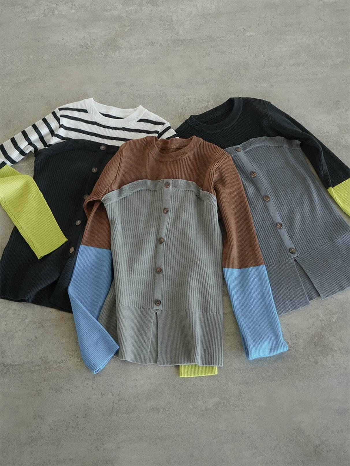 ビスチェドッキングバイカラーリブニットプルオーバー - RADIATE