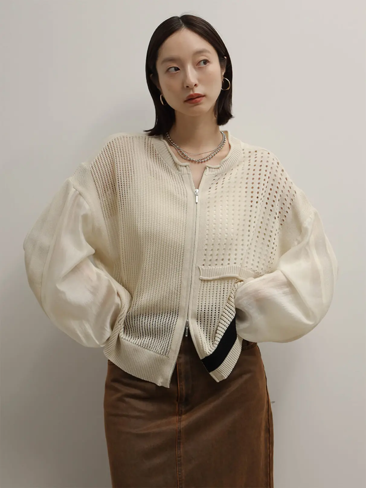 RADIATE レースブルゾン　クロップド丈 配色メッシュダブルジップブルゾン - RADIATE - RADIATE｜YAMADAYA STORE