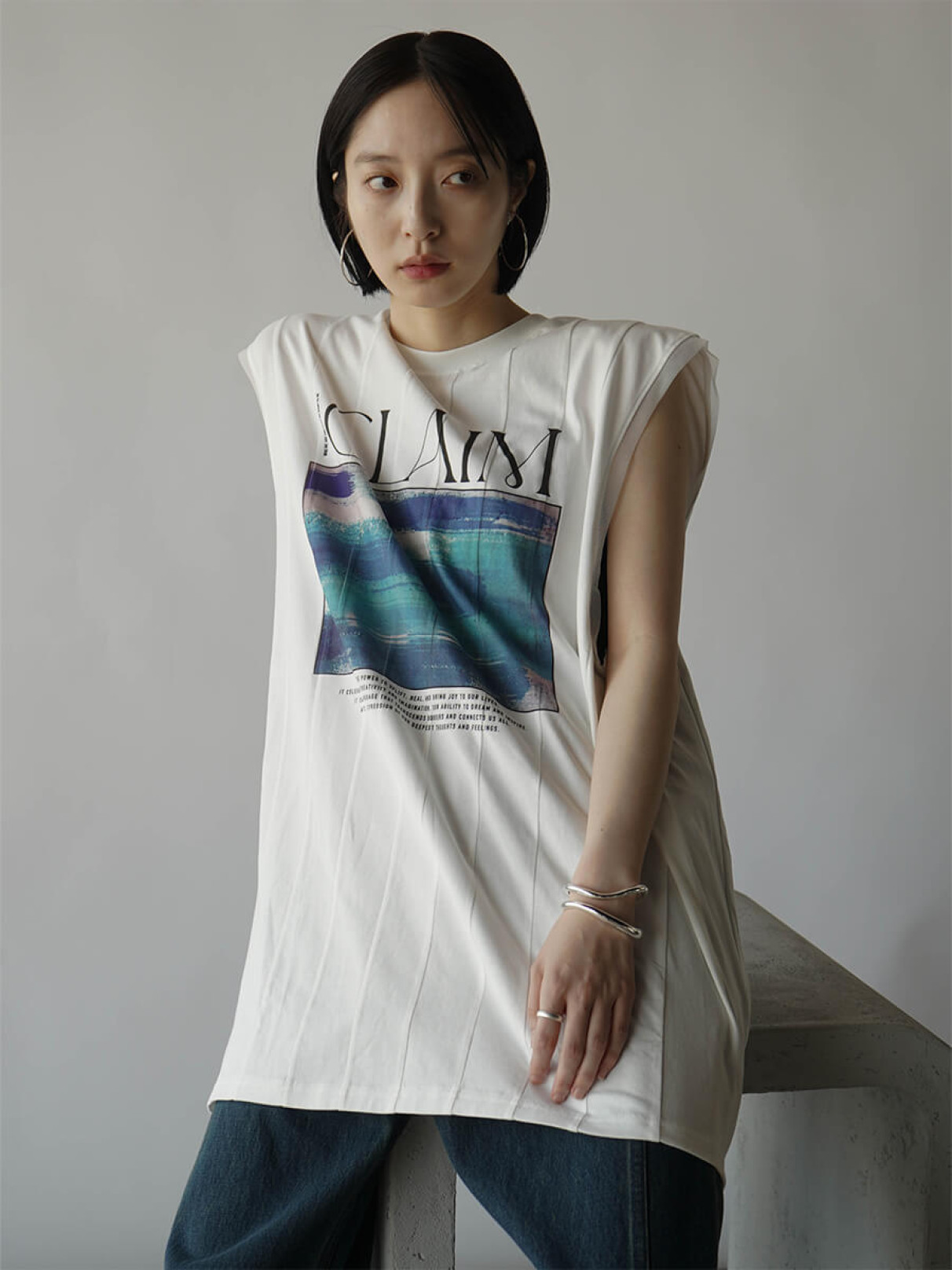 上品な レースフレンチスリーブプリントTシャツ - RADIATE - RADIATE トップス