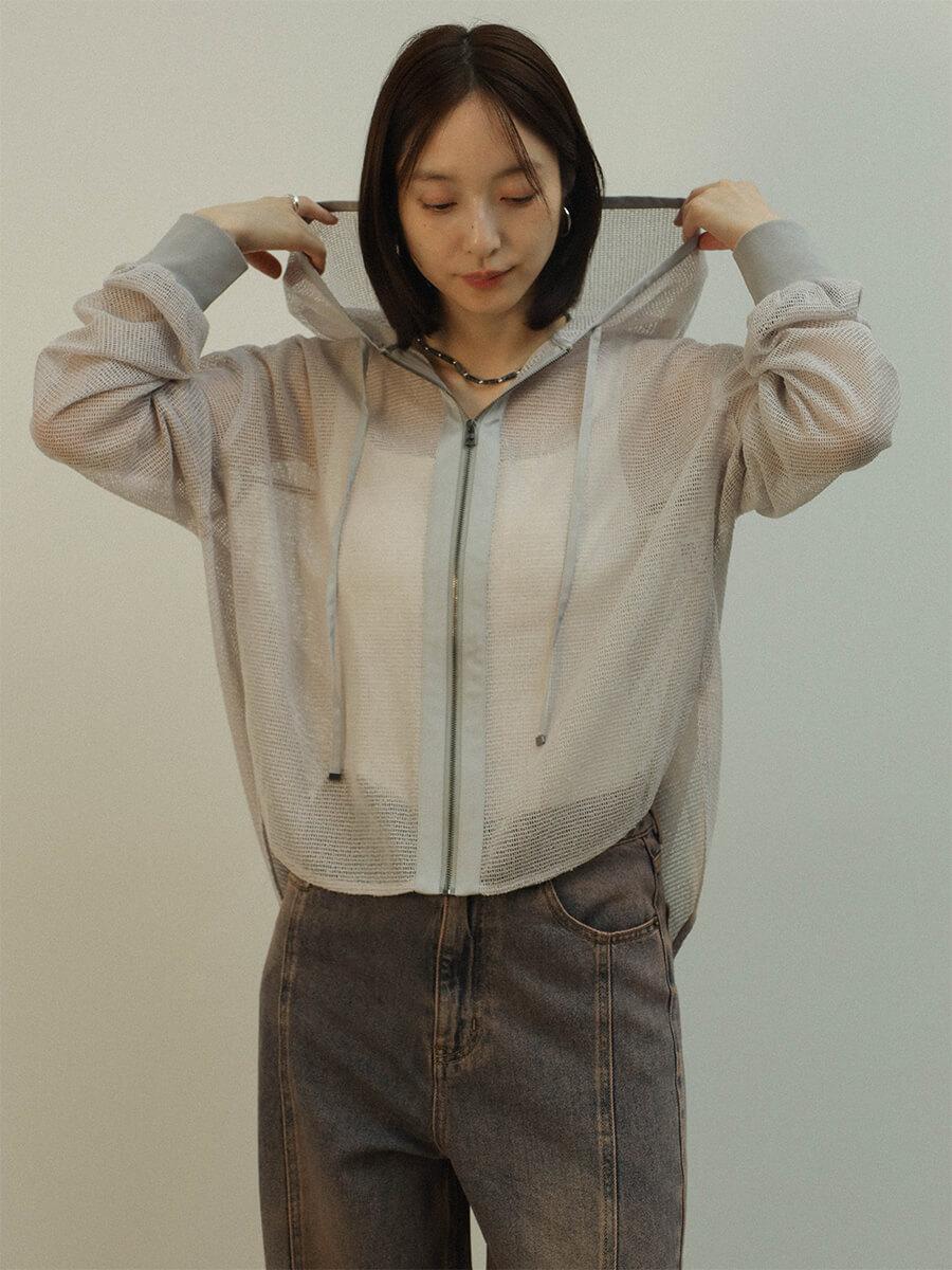 メッシュジップアップフーディー(gray,black)