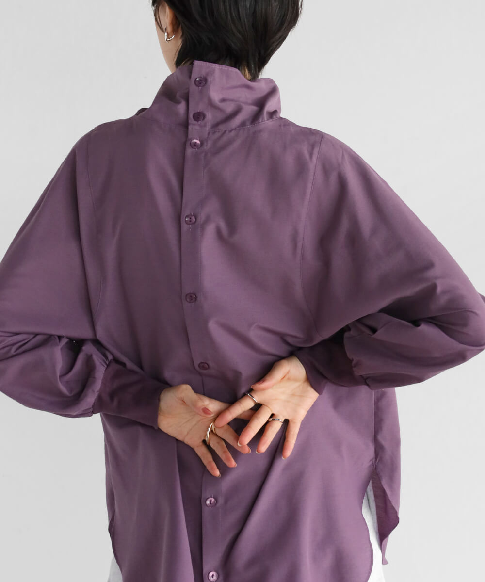 バックボタンハイネックブラウス(purple/dark khaki) YAMADAYA STORE バックボタンハイネックブラウス(purple/dark khaki) YAMADAYA STORE