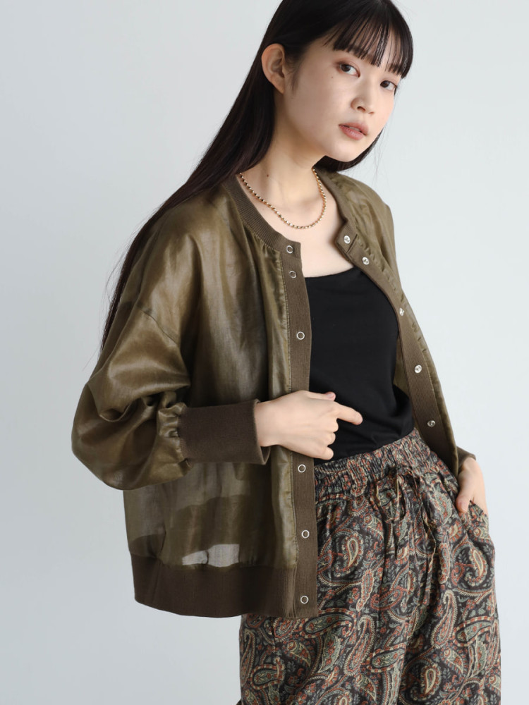 カラーシアーカーディガン(khaki,black) - RADIATE - RADIATE