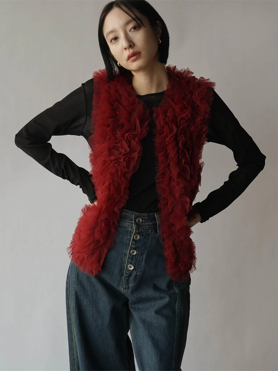 LASUD｜チュールドッキングダメージニットベスト | Rakuten