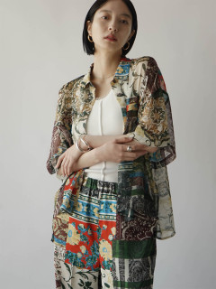パッチワークプリントシアーシャツ LASUD｜パッチワークプリントシアーシャツ | Rakuten Fashion