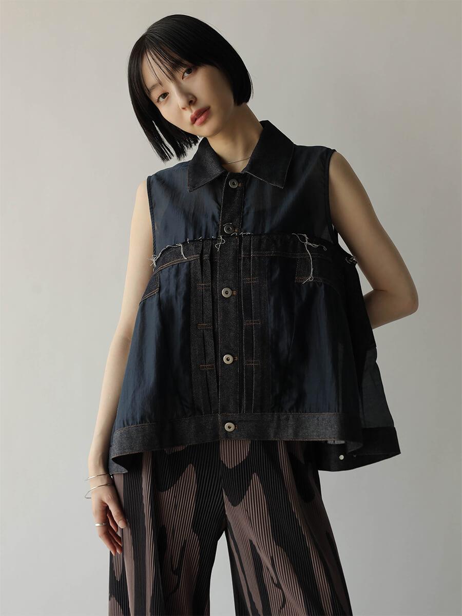 ヤマダヤ　RADIATE　ラディエイト　ツイードドッキング　デニムベスト　新品 ツイードドッキングデニムベスト(Charcoal Gray) | ラディエイト