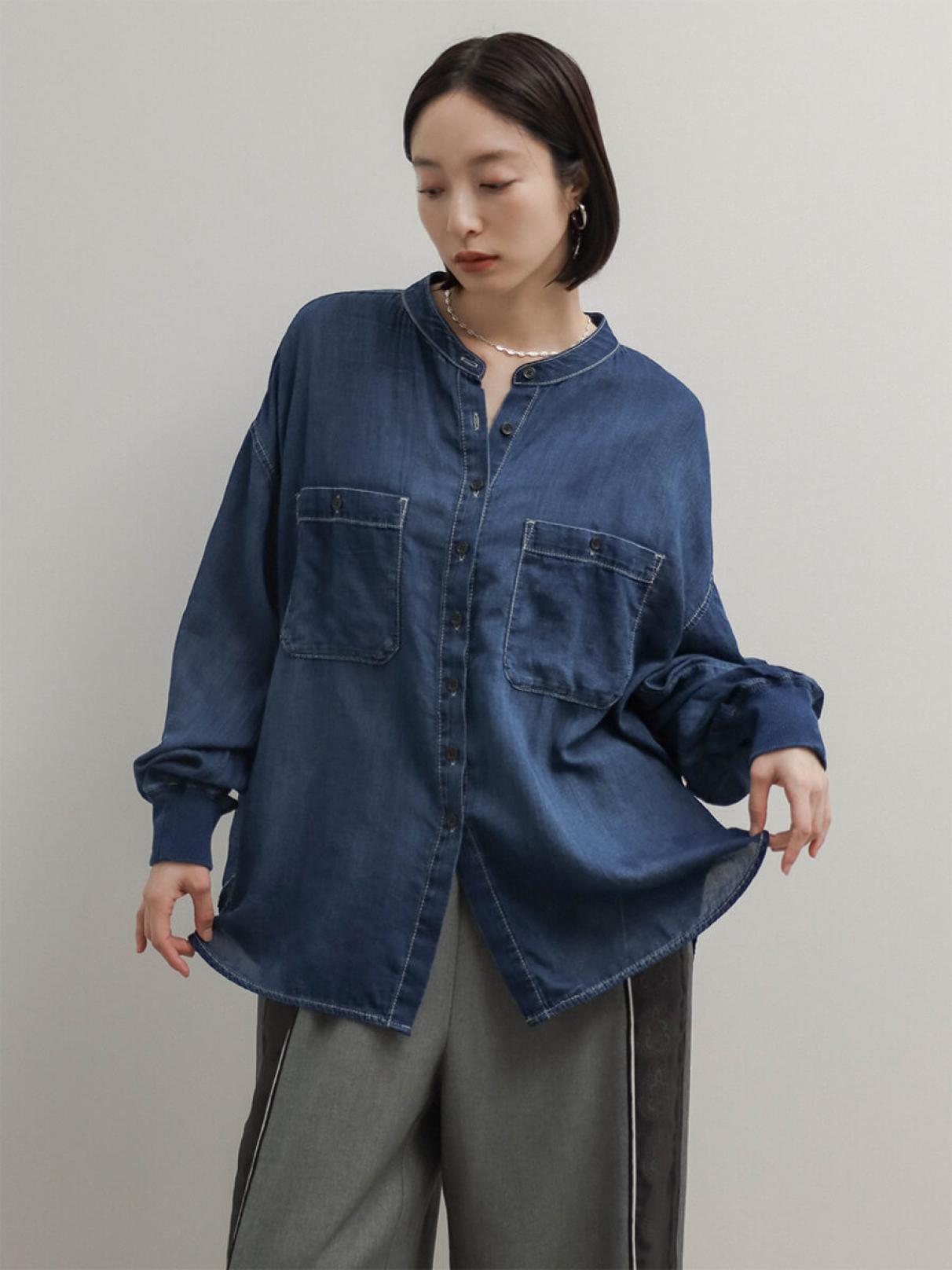 ソフトコットンクルーネックデニムシャツ - RADIATE - RADIATE ソフトコットンクルーネックデニムシャツ - RADIATE - RADIATE