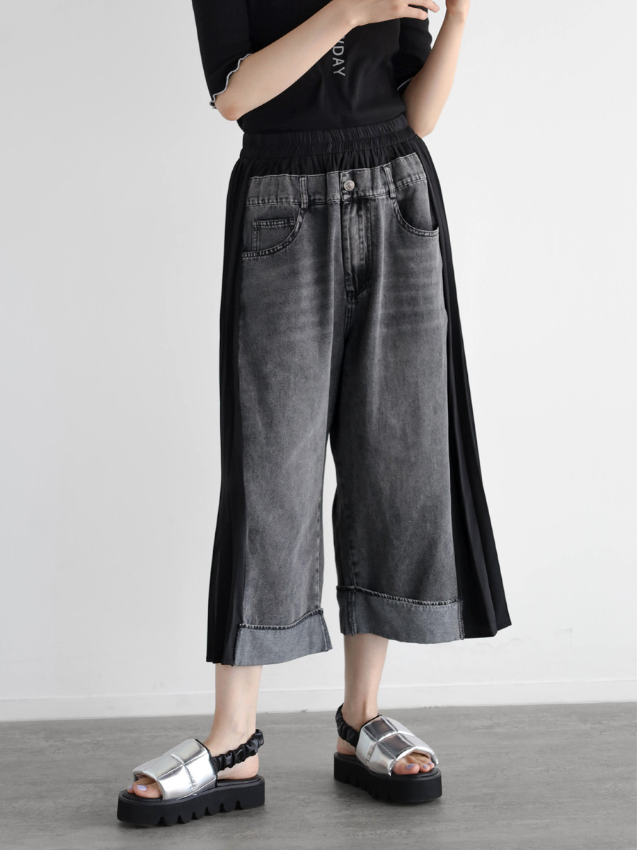 プリーツドッキングデニム(charcoal gray) YAMADAYA STORE プリーツドッキングデニム(charcoal gray) YAMADAYA STORE