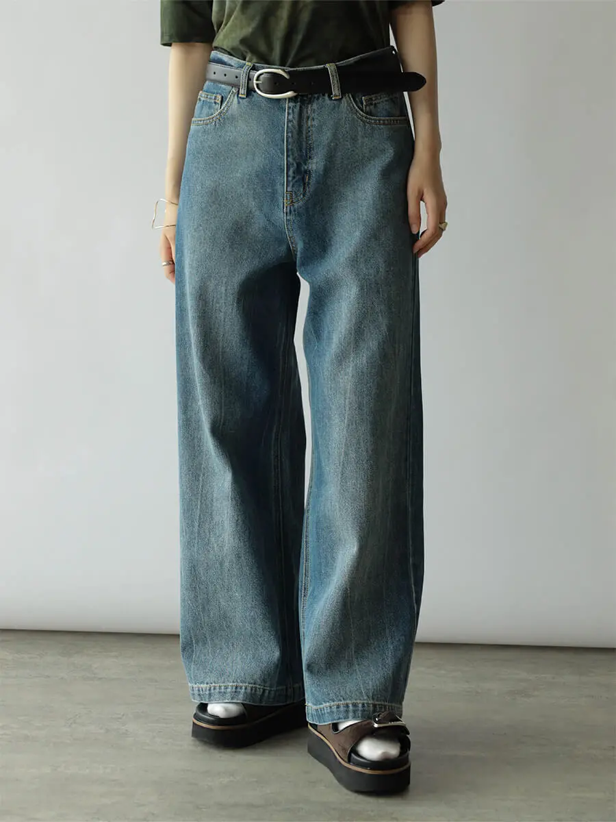 ヤマダヤ　LASUD　タグ付き新品　ストレッチ　カットオフ　デニムパンツ　9号M LASUD カットオフデニムパンツ ストレッチ USED加工 ヤマダヤ