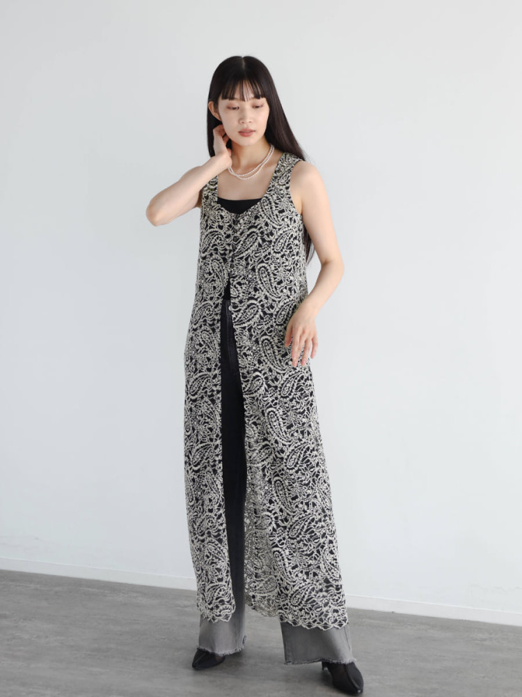 RADIATE ペイズリーモールレースロングベスト