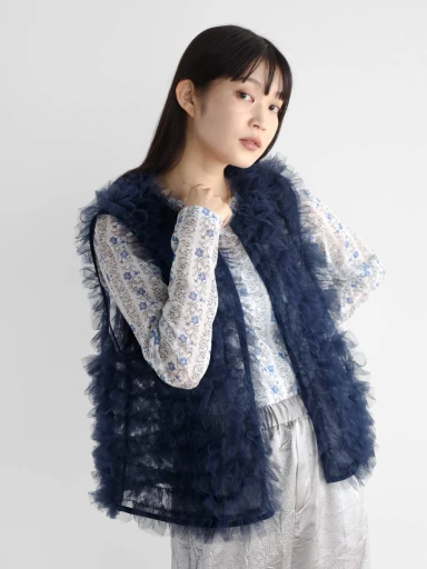 ☆専用☆ヤマダヤ新品スコットクラブ系列チュールフリルシアー2wayベスト黒 ☆専用☆ヤマダヤ新品スコットクラブ系列チュールフリルシアー