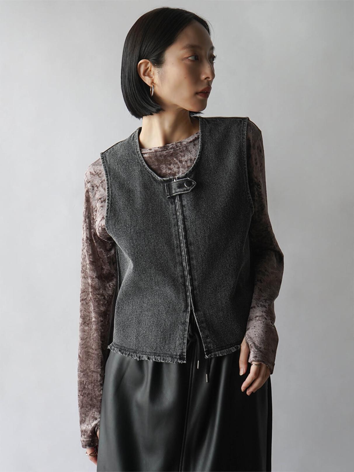 2024AW RADIATE ツイードドッキングデニムベスト タブボタンデニム