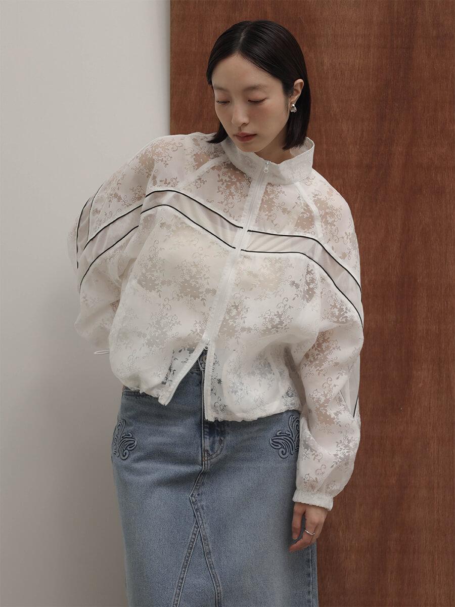 美品✨UNITED ARROWS フラワージャガード シアー ブルゾン フラワージャガード シアー ブルゾン