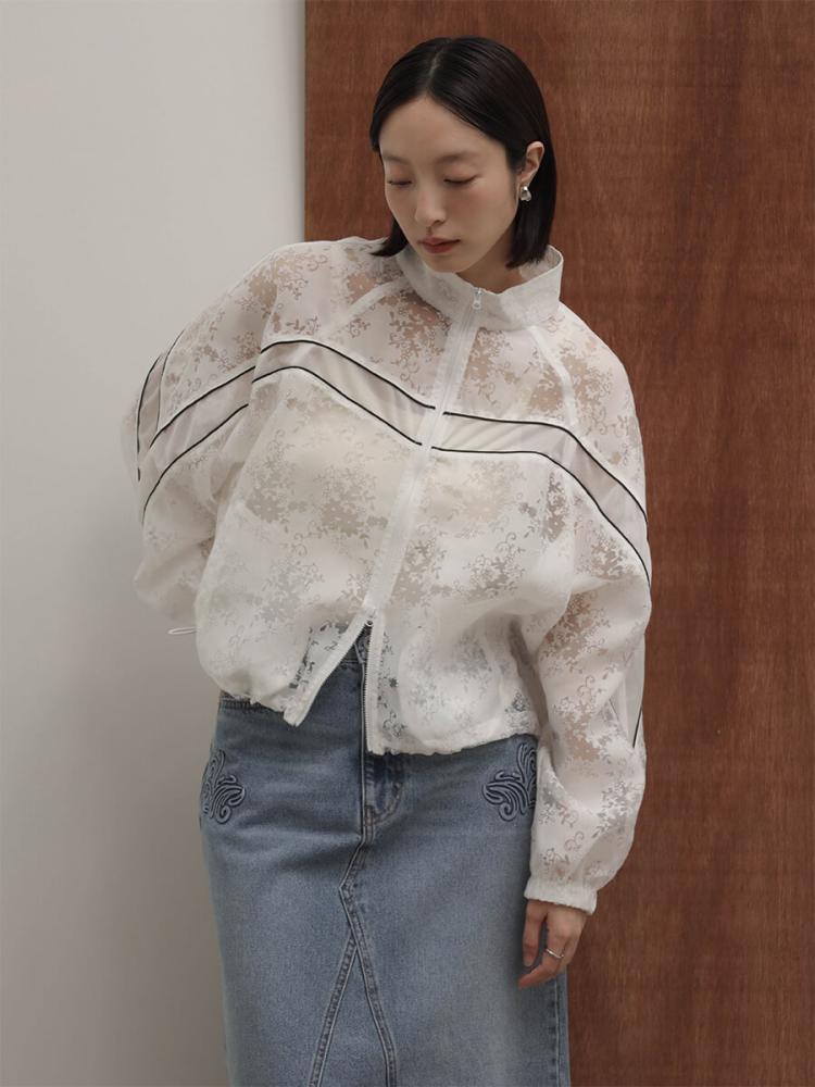 Gypsohila ジプソフィア　ジャガードブルゾン ホワイト 新品 gypsohila ジプソフィア Garden Blouson ホワイト - メルカリ