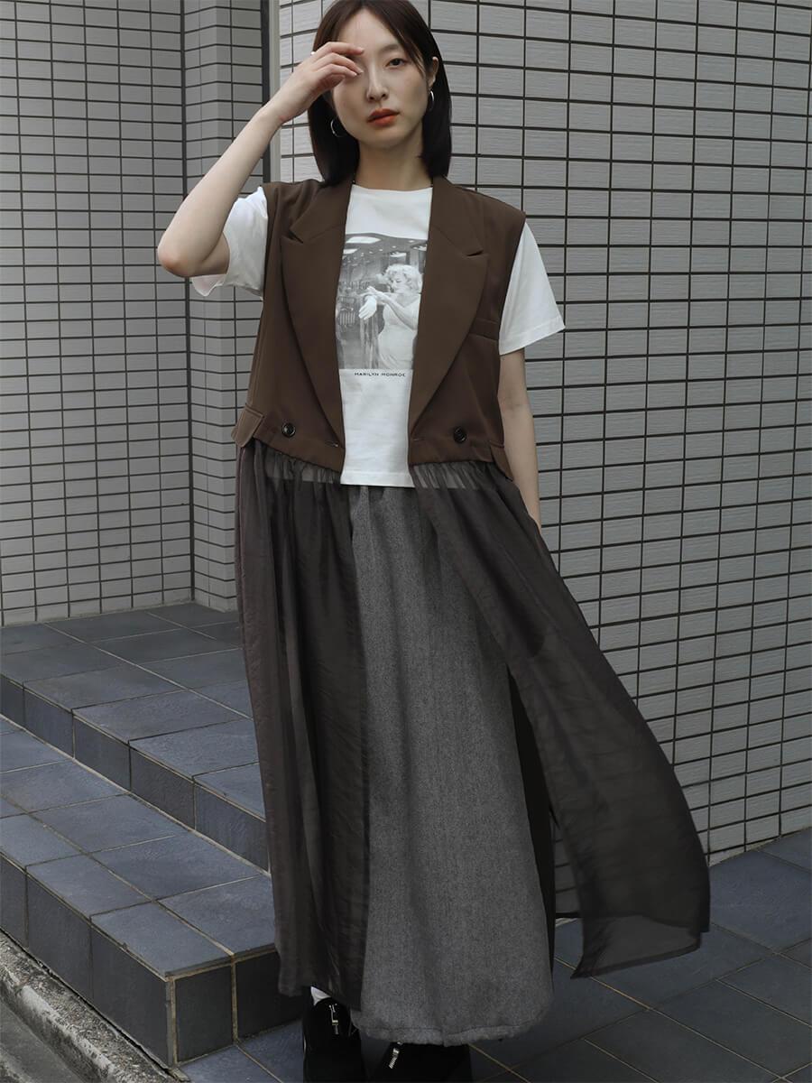 テーラードシアーロングジレ