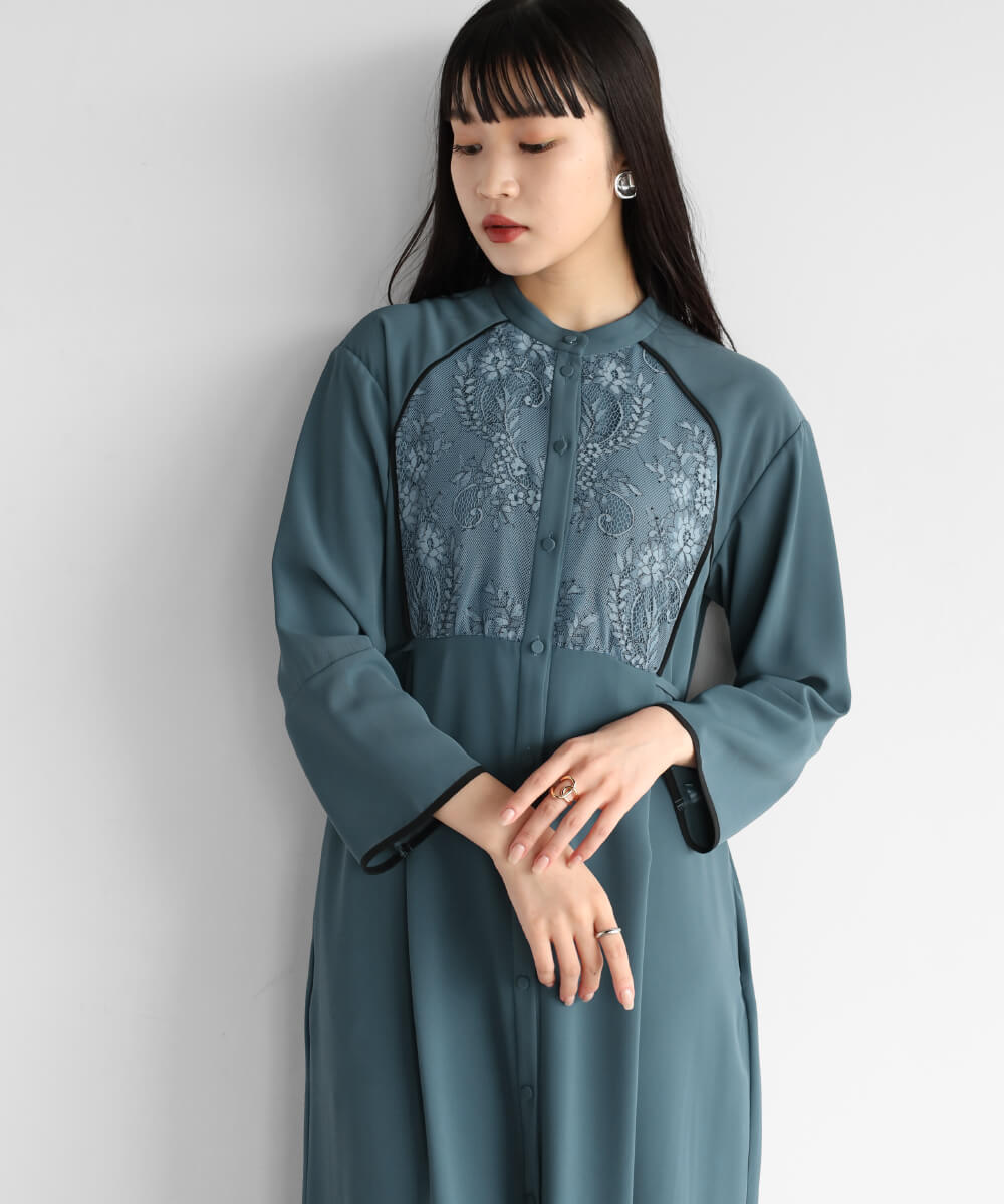 フロントレースパイピングワンピース YAMADAYA STORE フロントレースパイピングワンピース YAMADAYA STORE