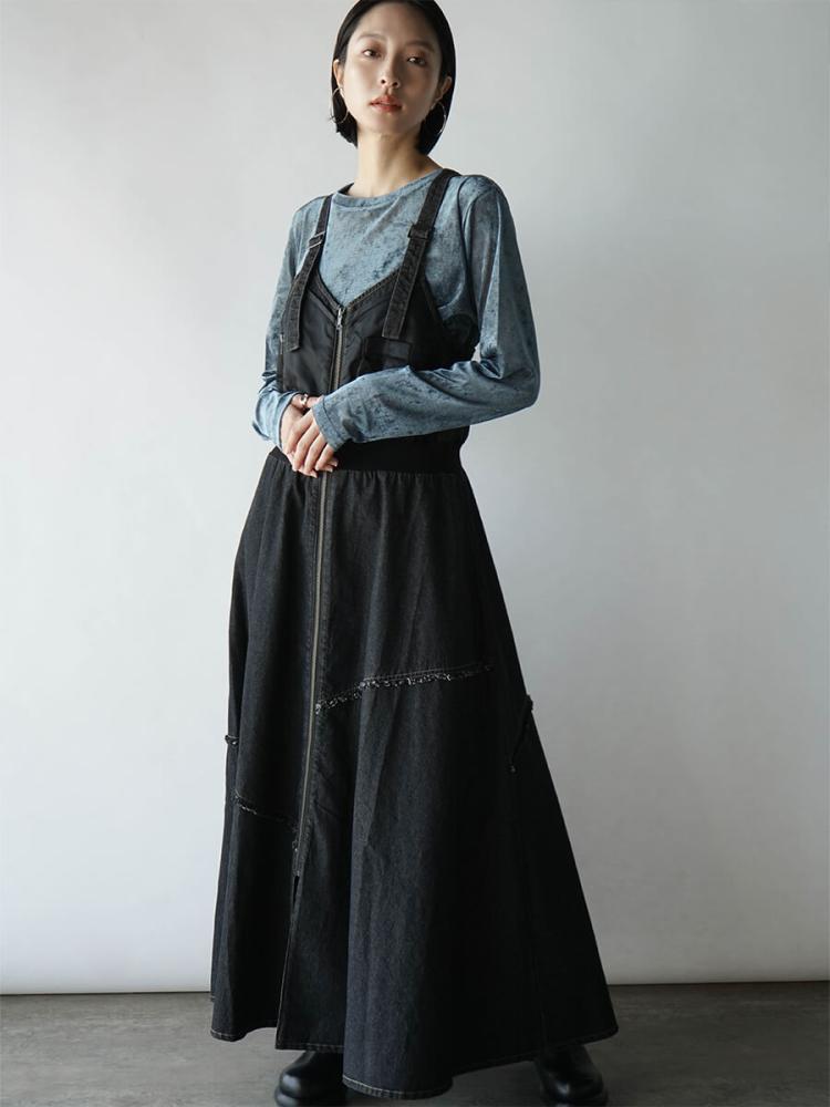 フロントジップデニムジャンパースカート - RADIATE - RADIATE