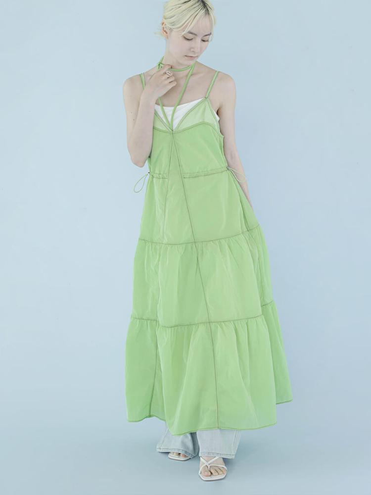 MESH PANEL TIERED DRESS - sahara - :ETHR OF｜YAMADAYA STORE