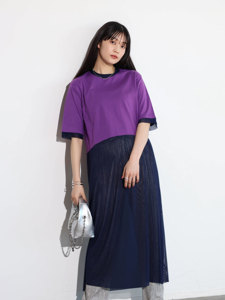 パープルシアーレイヤードワンピース YAMADAYA STORE パープルシアーレイヤードワンピース YAMADAYA STORE