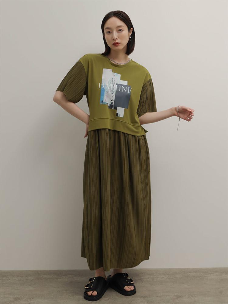フォトコラージュプリーツドッキングワンピース - RADIATE - RADIATE