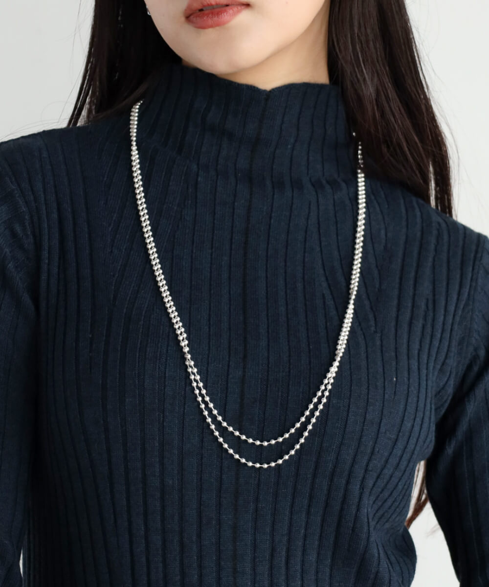 マットメタルボールチェーンロングネックレス YAMADAYA STORE