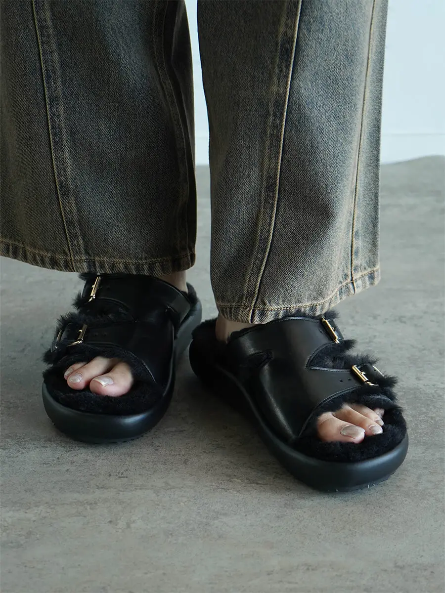 RADIATE レディース サンダル ブラック ダブルバックルファーサンダル - RADIATE - RADIATE｜YAMADAYA STORE